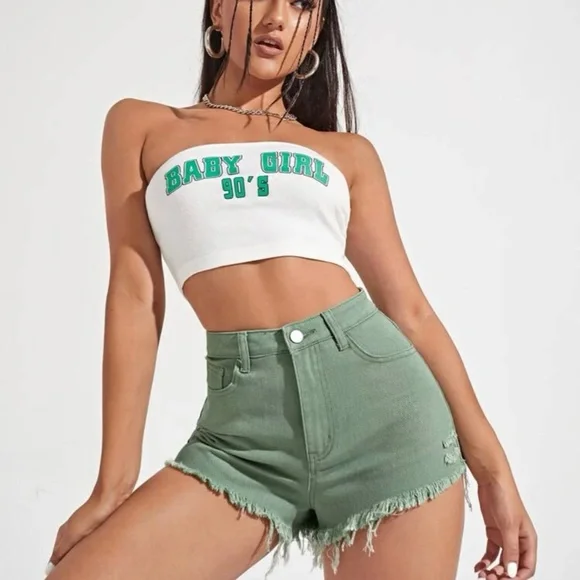 Distressed Green Boho Shorts Medium Frayed NWT in package casual vacation - Picture 10 of 10